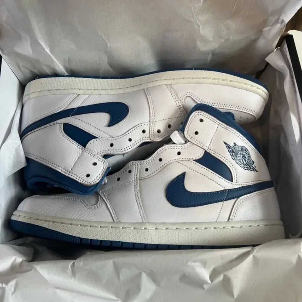 NEW Nike AIR JORDAN 1 MID SE White / Industrial Blue FN5215141 Men's US11